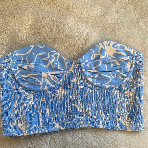 Zara Tops Zara Blue And White Bustier Tube Top In Size Small Poshmark